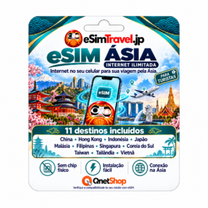 eSim ÁSIA Internet Ilimitada 5G Lte 4G com 11 países SUPER PACOTE